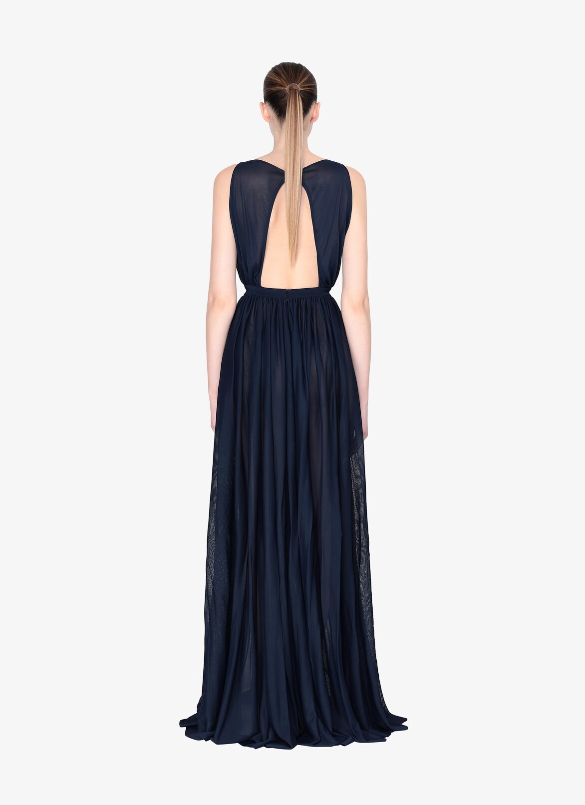 Long Open Back Dress ALAÏA NIGHT BLUE LONG OPEN BACK DRESS